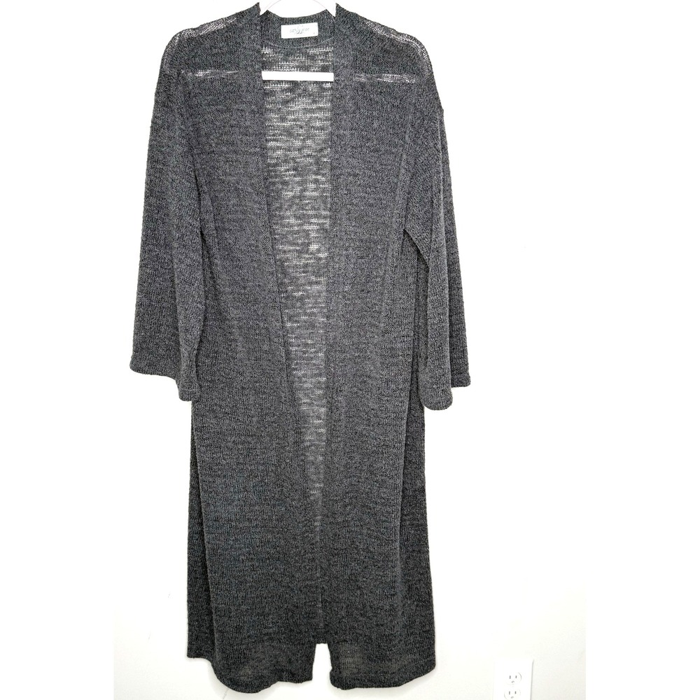 Carly Jean Los Angeles Long Sleeve Duster Open Cardigan Sweater Gray Womens S